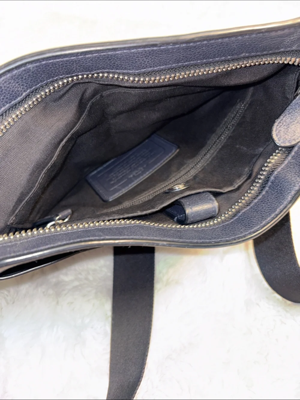 Coach Two-Tone Blue and Black Leather Messenger Bag